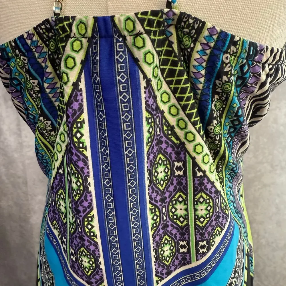 Venus Gold Chain Blouse Patterned Zebra Tribal Blue Black White Purple Green - Picture 7 of 10